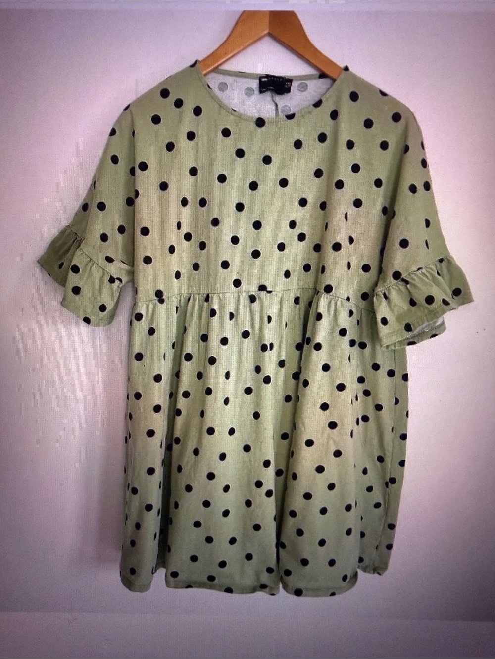 Asos Women Casual Green Polka Dot Cotton T-Shirt Baggy Tunic Top Plus Size 6